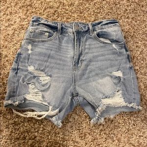 Denim high waisted shorts